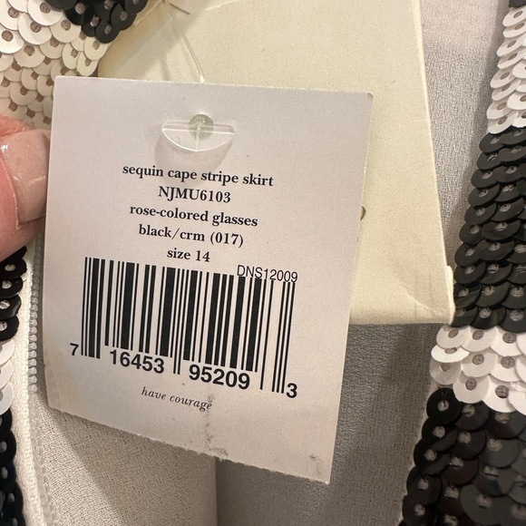 Kate Spade Fun Sequined Black & White Striped Skirt (Size 14) - Picture 3 of 4